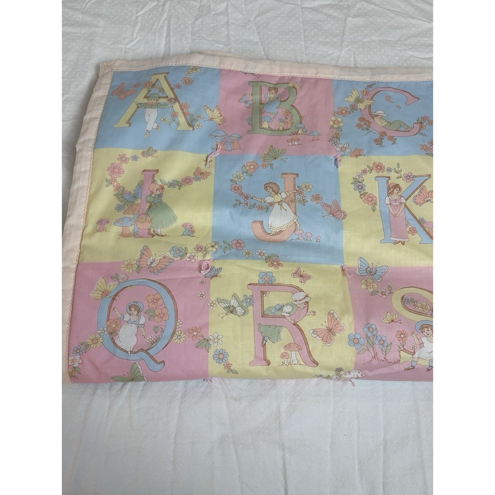 Baby Coverlet Alphabet Butterflies Flowers Victorian Blanket Lightweight 31"x44"